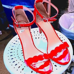 Beautiful Cherry Red/ Bright deep fusia paton leather heels.